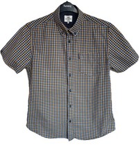 Men’s Ben Sherman House Gingham Shirt Blue And Yellow Medium Mod Short Sleeve