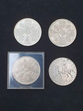 4 Elizabeth II Crowns / Five Shillings. 2 x 1953 1960 1977. Good Condition.