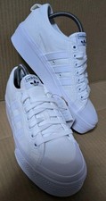 BNIB NEW ADIDAS NIZZA TRAINERS SIZE UK 7 WHITE WITH PLATFORM SOLES BOXED 