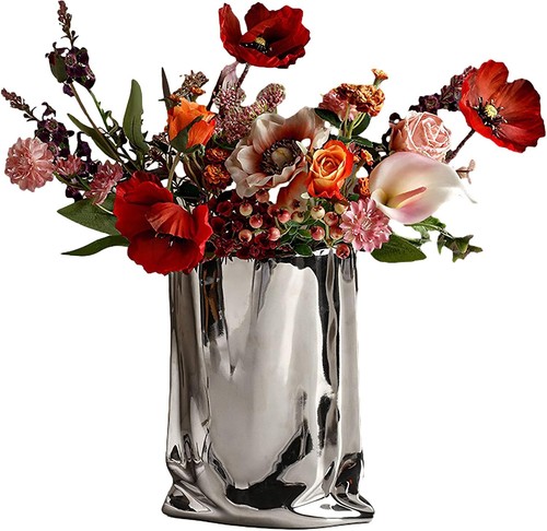 Ceramic vase crinkle paper - ceramic, bag