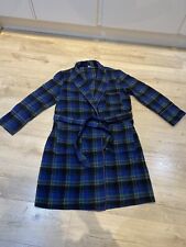 Vintage Wool Blend Tartan Dressing Gown/smoking Jacket With Piping Chest 40”