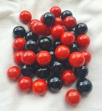 OPAQUE 'LADYBIRD MIX' - RED AND BLACK - 25 Solid Colour Glass Marbles, 14mm