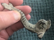 Large Roman bronze Dolphin. 2nd Century AD. 9.5 cms! Great Patination.