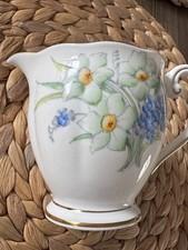 Vintage Art Deco Queen Anne Fine Bone China Milk Jug Hand Painted Floral 