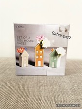New NEXT Set of 3 House Ceramic Vases Home Dining Flower Floral Bedroom Gift