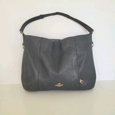 Coach Isabella Pebbled Leather Shoulder Bag Hobo Tote Saddle Black Medium Fair 