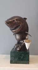 (JAWS) Great White Shark Sculpture And A Rare Huge Modern Tooth. 