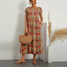 Womens Boho Floral Maxi Dress
