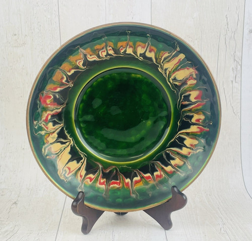 Enamel and hammered copper