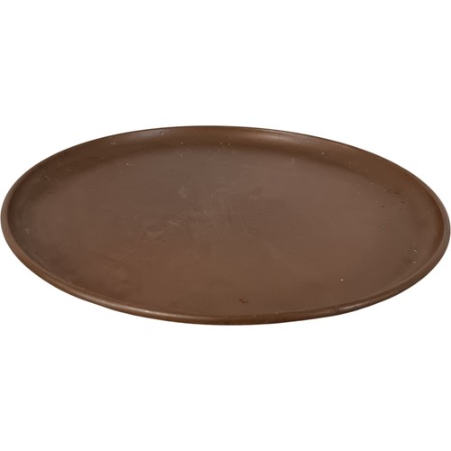 Round brown serving tray - tray, metal