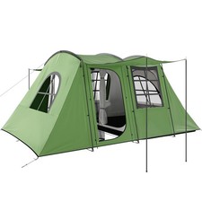 Outsunny 3-4 Man Tunnel Tent with Sewn in Floor, 3000mm Waterproof, Green