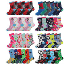 Girls Boys Socks 6 Pairs Childrens Kids Novelty Character Funky Designs