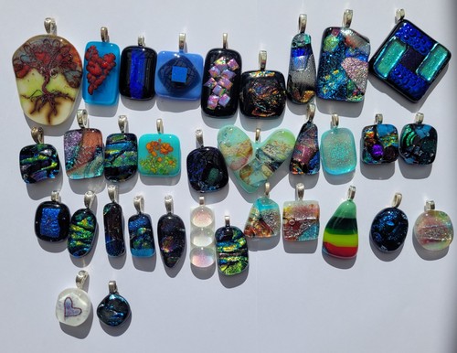 Handmade fused glass pendants - glass,