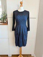 NEW Whistles Abstract Print Silk Midi Dress in blue and black