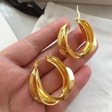 REAL 18K Gold Filled Prom 35mm Large Hoop Twist Earrings Women Xmas Anniversay