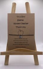 'Nursery Teacher' Thank You Card Gift, Wish Bracelet Tibetan Silver Apple Charm!