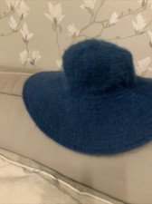 LADIES MARKS AND SPENCER KINGFISHER DARK TEAL ANGORA WOOL TRILBY HAT BNWOT