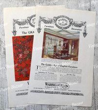 Waring & Gillow Furniture Decoration London 1914 antique colour print advert