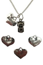 SILVER NECKLACE Race Car Family Gem Charm Sports Pendant Love Heart Gift + Bag