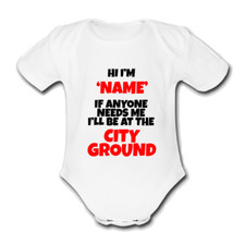 NOTTINGHAM @FOREST Babygrow Baby vest grow gift FOOTBALL Personalised NOTTINGHAM