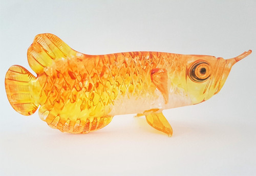 Large amber glass arowana - glass, fish