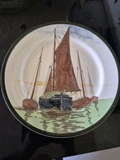 ANTIQUE ROYAL DOULTON PLATE HAND PAINTED SHIPS SERIES D2551 1906 SAILING BOATS