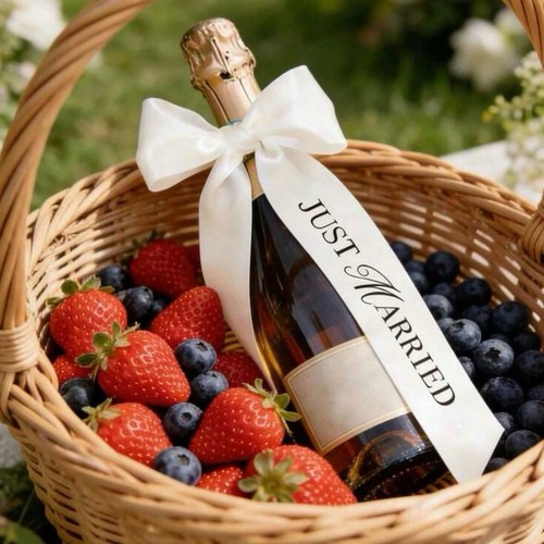 Just married wedding champagne - married,