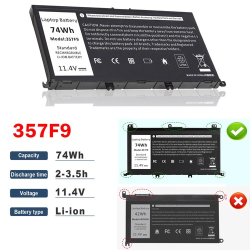 357f9 74wh battery for dell - 357f9,