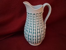 Dudson Relief Moulded Green Jewel Jug Antique Victorian 1870 Impressed Mark 19cm
