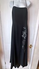 Debenhams Long Evening Dress Women Size UK 16 Black Sequin Crossback Strappy