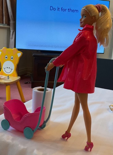 Barbie doll with pram - doll,