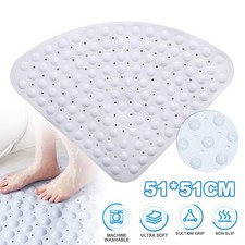 NEW Corner Shower Mat Non-Slip PVC Curved Bath Mat Strong Suction Bathtub Mat