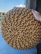 Boho round crocheted pouf - boho-,