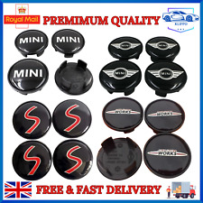 MINI CENTRE CAPS WHEEL HUB 4 X SET ALLOY BADGE EMBLEM BLACK LOGO 54mm COOPER ONE