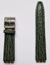 Green Shark Grain Genuine Leather 17mm Replacement Padded Watch Strap For Swatch