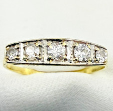 Vintage 18k  Yellow Gold 0.30 ct Diamond Five Stone Ring - Fast Shipping