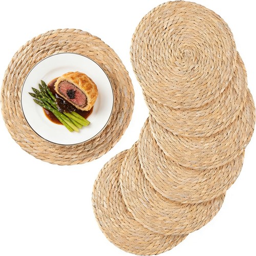 Round woven rattan placemats - round,