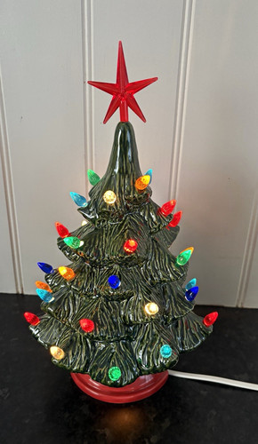 Ceramic christmas tree lamp - christmas,