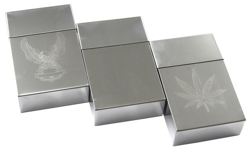 Metal cigarette tin plain - cigarette, leaf