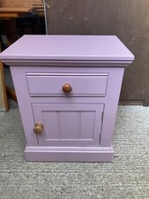 Purple Painted Bedside Cabinet Table Unit with Drawer & Cupboard Door