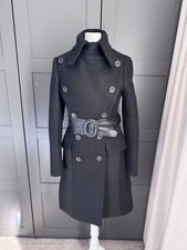 Prada black smart fitted shaped wool winter double breasted Pea Coat 38 6 8