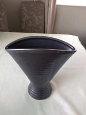 Prinknash Abbey Gunmetal Grey Pottery Vase 9” Tall 