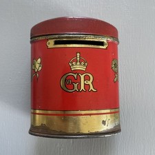 Vintage OXO royal souvenir Coronation Moneybox Tin postbox king George VI 1937