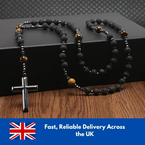 Rose mary beads cross necklace - beads,