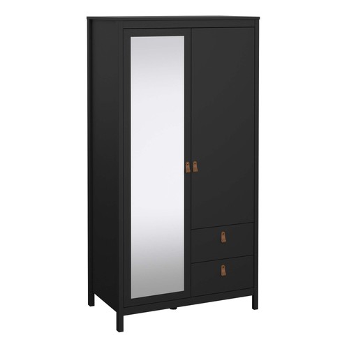 Matt black mirror wardrobe - matt,