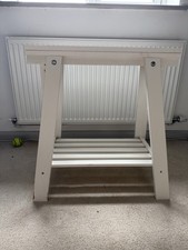 Adjustable Height Mittback TRESTLE TABLE Wooden Stand Leg,Birch,White