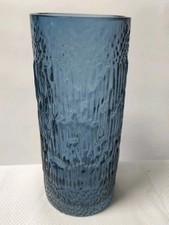 Wedgwood Textured Glass Vase Blue 21" Ronald Stennett-Willson England Vintage 