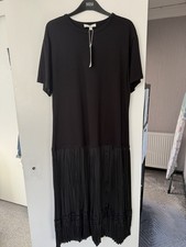 BNWT M&S BEAUTIFUL LONG BLACK PARTY DRESS 16 Reg Lace Inset