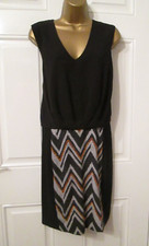 SPOTLIGHT by WAREHOUSE DRESS UK12 SLEEVELESS BLACK/multi