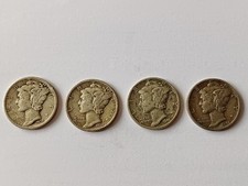 4 Mercury Dimes Silver 1936 -